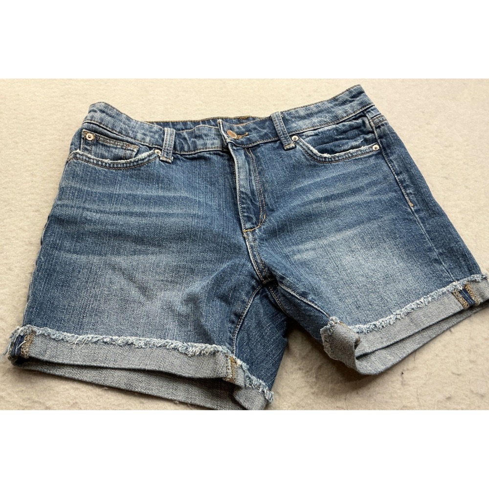 Joe's Jeans Denim Shorts Raw Frayed Hem Cuffed Blue Medium Wash Womens 28 Casual
